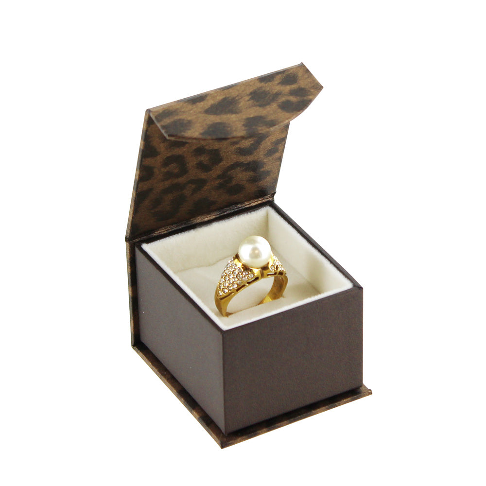 Ring Box - Leopard Fancy Magnetic Flap - Beige Insert
