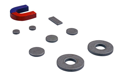 9-Piece Set of Ferrite Magnets (U-Shape,Rectangle,Small Button,Medium Button,Large Button & Large Ring