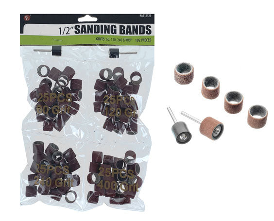 102 Pcs Sanding Bands With 2 Mandrels, Grits- 60, 120, 240, 400