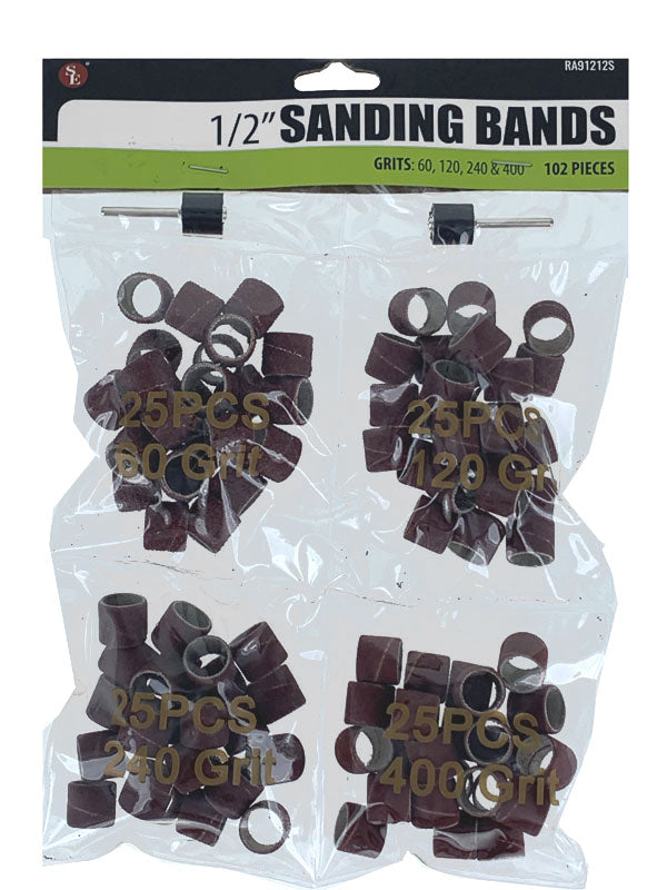 102 Pcs Sanding Bands With 2 Mandrels, Grits- 60, 120, 240, 400