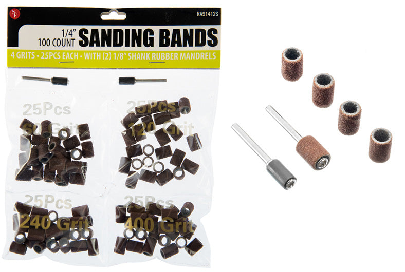 102 Pcs Sanding Bands With 2 Mandrels, Grits- 60, 120, 240, 400