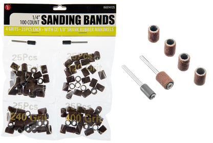 102 Pcs Sanding Bands With 2 Mandrels, Grits- 60, 120, 240, 400