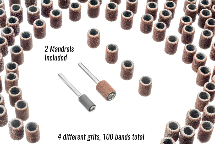 102 Pcs Sanding Bands With 2 Mandrels, Grits- 60, 120, 240, 400