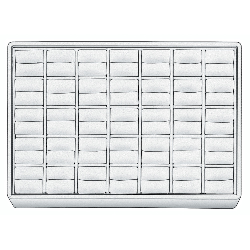 Medium Stackable Trays — Ring (35-Slot) — Steel Grey Faux Leather w/ Black Faux Leather Tray