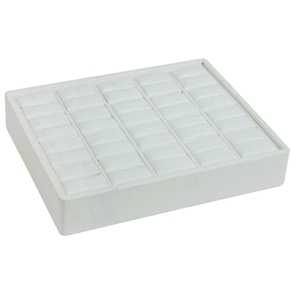 Small Stackable Trays — Ring (20-Slot) — All White Faux Leather