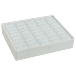 Small Stackable Trays — Ring (20-Slot) — All White Faux Leather