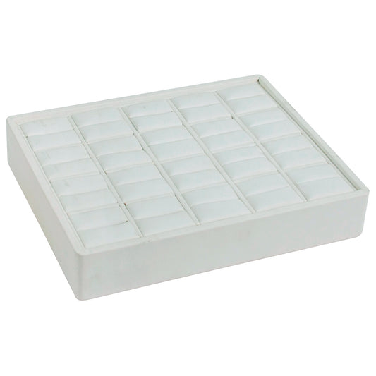 Small Stackable Trays — Ring (20-Slot) — All White Faux Leather