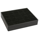 Small Stackable Trays — Ring (20-Slot) — Black Velvet w/ Black Faux Leather Tray