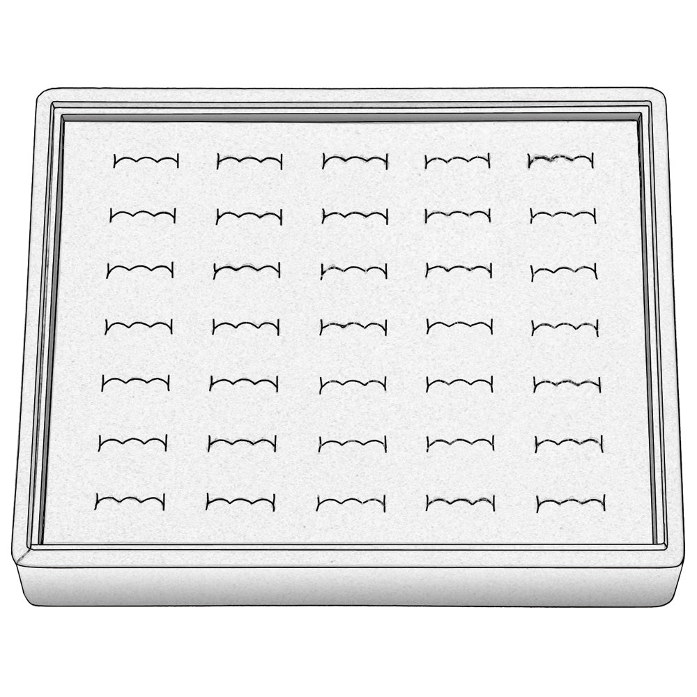 Small Stackable Trays — Ring (35-Slot) — Black Velvet w/ Black Faux Leather Tray