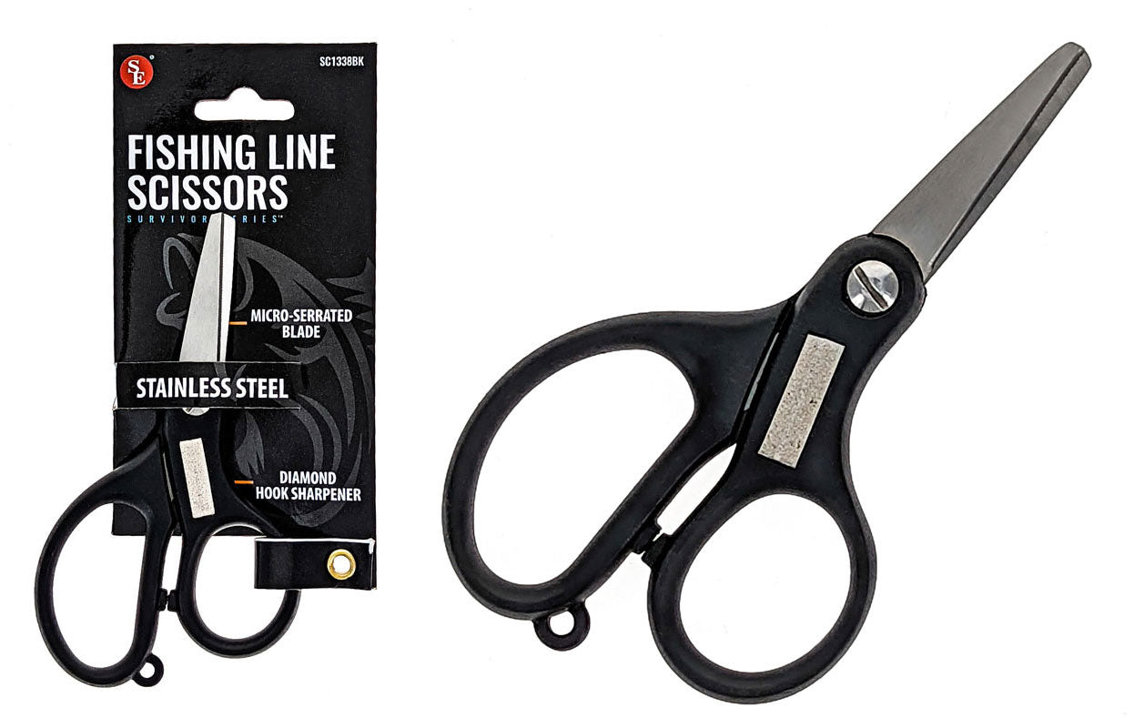 Fishing Line Scissors Stainless Steel Blades With Black Handle