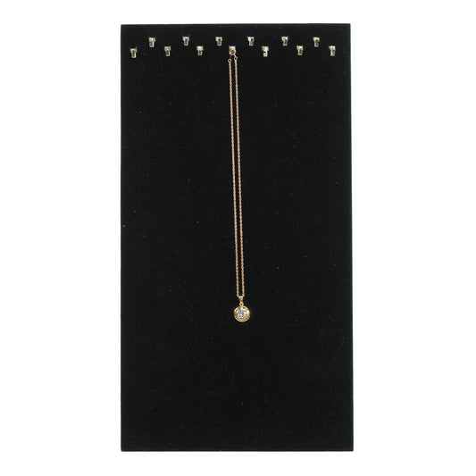 Necklace Slatwall Display w/ Hooks — Double Line, 13 Hook — 7 5/8 x 14 1/8" H — Black Velvet