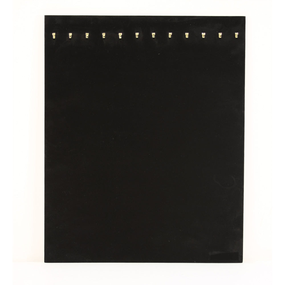 Necklace Slatwall Display w/ Hooks — Single Line, 12 Hook — 12 x 15" H — Black Velvet
