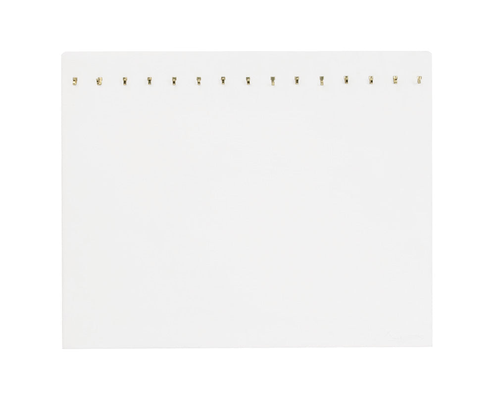 Necklace Slatwall Display w/ Hooks — Double Line, 13 Hook — 7 5/8 x 14 1/8" H — White Faux Leather