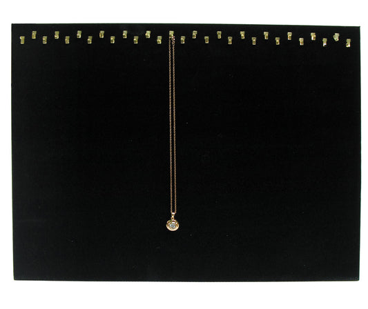 Necklace Slatwall Display w/ Hooks — Double Line, 29 Hook — 15 x 12" H — Black Velvet