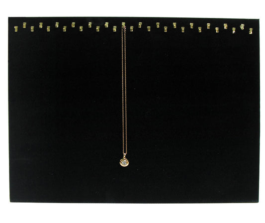 Necklace Slatwall Display w/ Hooks — Single Line, 15 Hook — 15 x 12" H — Black Velvet