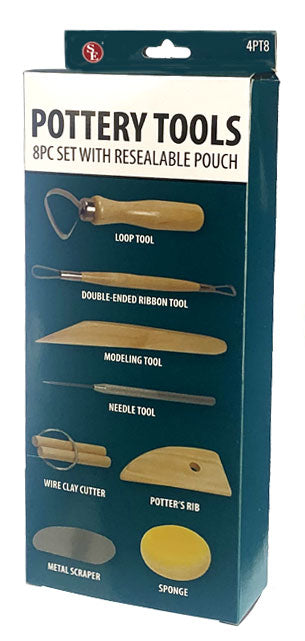 8-Piece Pottery Tool Set in Resealable Pouch/Printed Box