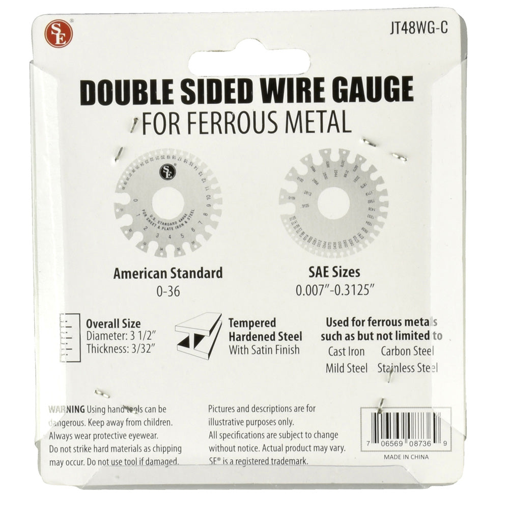 AWG Wire Gauge, .007"-0.3125", 0- 36 Gauge, 3.5" Dia, For Ferrous Metals