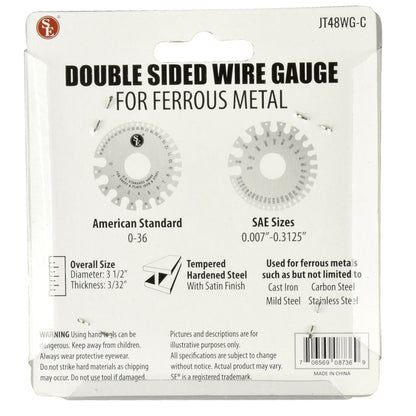 AWG Wire Gauge, .007"-0.3125", 0- 36 Gauge, 3.5" Dia, For Ferrous Metals