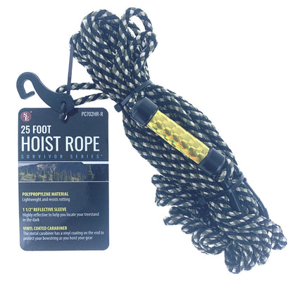 25' Camo Polypropylene Hoist Rope with 1.1/2" Reflective Sleeve & Vinyl Coated Carabiner