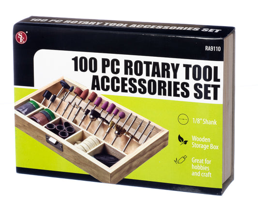 100Pc Rotary Tool Accessories Set in Wooden Box