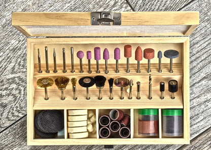 100Pc Rotary Tool Accessories Set in Wooden Box