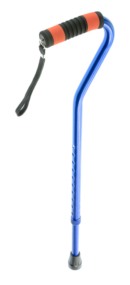 Blue Collapsible Walking Cane Offset With Cardio Grip, Extended 38"/ Collapsed 27.5"