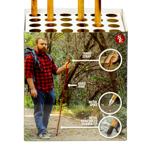 Hiking/Walking Sticks Printed Paper Stand,Holds 24 Sticks, Dimensions:11"(L) x 15"(w) x 16" (H)