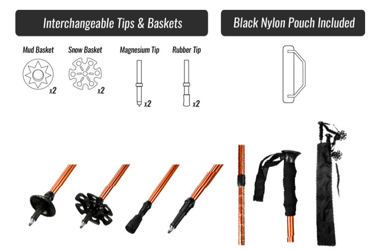 Telescoping Trekking Pole Set With Twist Lock & Carrying Case