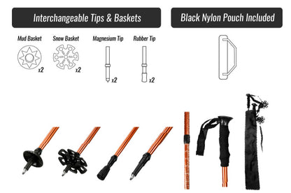 Telescoping Trekking Pole Set With Twist Lock & Carrying Case