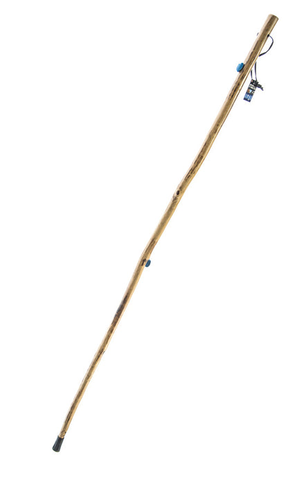 55" Flower Carving Handle Wooden Walking/Hiking Stick with Metal Tip for Better Traction