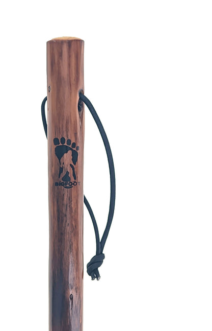 55" Flower Carving Handle Wooden Walking/Hiking Stick with Metal Tip for Better Traction