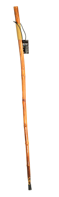 55" Flower Carving Handle Wooden Walking/Hiking Stick with Metal Tip for Better Traction