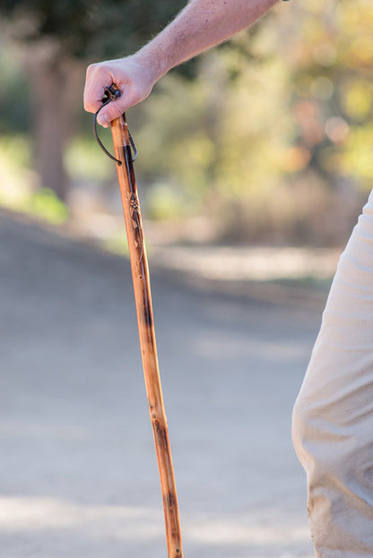 Wooden Walking/Hiking Stick, Metal Tip for Better Traction