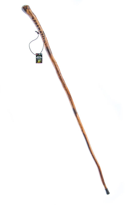 Wooden Walking/ Hiking Stick with Root Head, Metal Tip for Better Traction