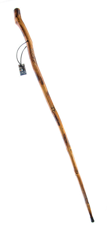 Wooden Walking/ Hiking Stick with Root Head, Metal Tip for Better Traction