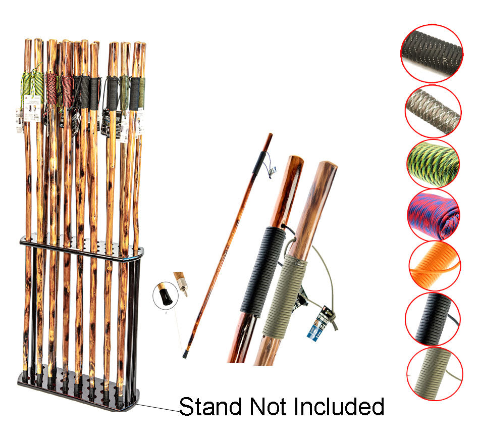 24-piece set of 55" Assorted Colors Plain/Reflective Paracord Wrapped Bianbai Wood Walking/Hiking Sticks with Metal Tips