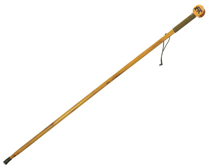 55" Round Head - Rope Wrapped - Pine Wood Hiking Stick, Metal Reinforced Rubber Tip