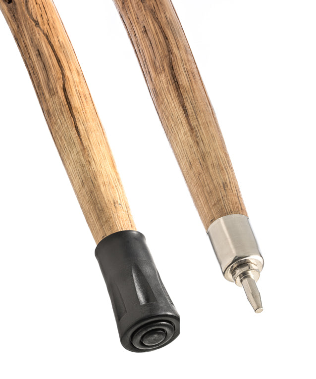 55" Round Head - Rope Wrapped - Pine Wood Hiking Stick, Metal Reinforced Rubber Tip