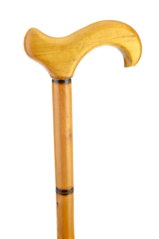 35" Wooden Walking Cane, Hardwood, Rubber Tip at the End