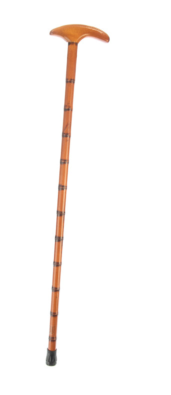 35" Wooden Walking Cane, Hardwood, Rubber Tip at the End