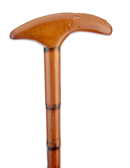 35" Wooden Walking Cane, Hardwood, Rubber Tip at the End