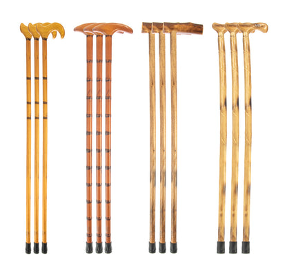 35" Wooden Walking Cane, Hardwood, Rubber Tip at the End