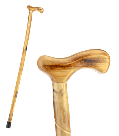 35" Wooden Walking Cane, Hardwood, Rubber Tip at the End