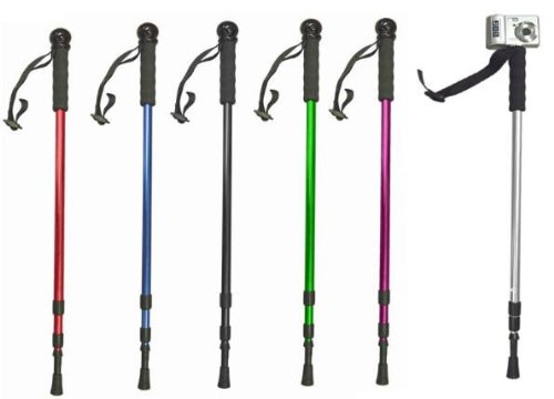 Collapsible Aluminum Hiking Stick with Camera Mount (27" Collapsed/54" Extended) Assorted Colors - No Color Choice