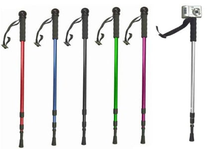 Collapsible Aluminum Hiking Stick with Camera Mount (27" Collapsed/54" Extended) Assorted Colors - No Color Choice