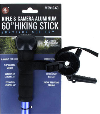 60" Rifle & Camera Collapsible Aluminum Hiking Stick, Collapsed 28"/ Extended 60"(Assorted Colors - No Color Choice)