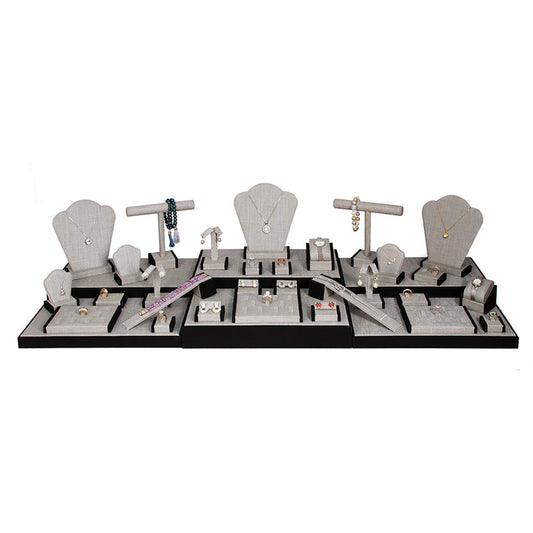 showcase-set-55 Grey Linen (Black Trim)