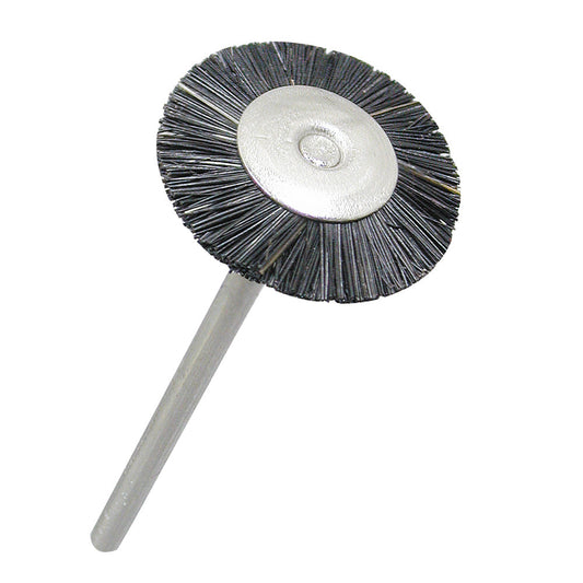 Natural Bristle Wheel Brushes — Mounted — 1″ (25mm) — Black