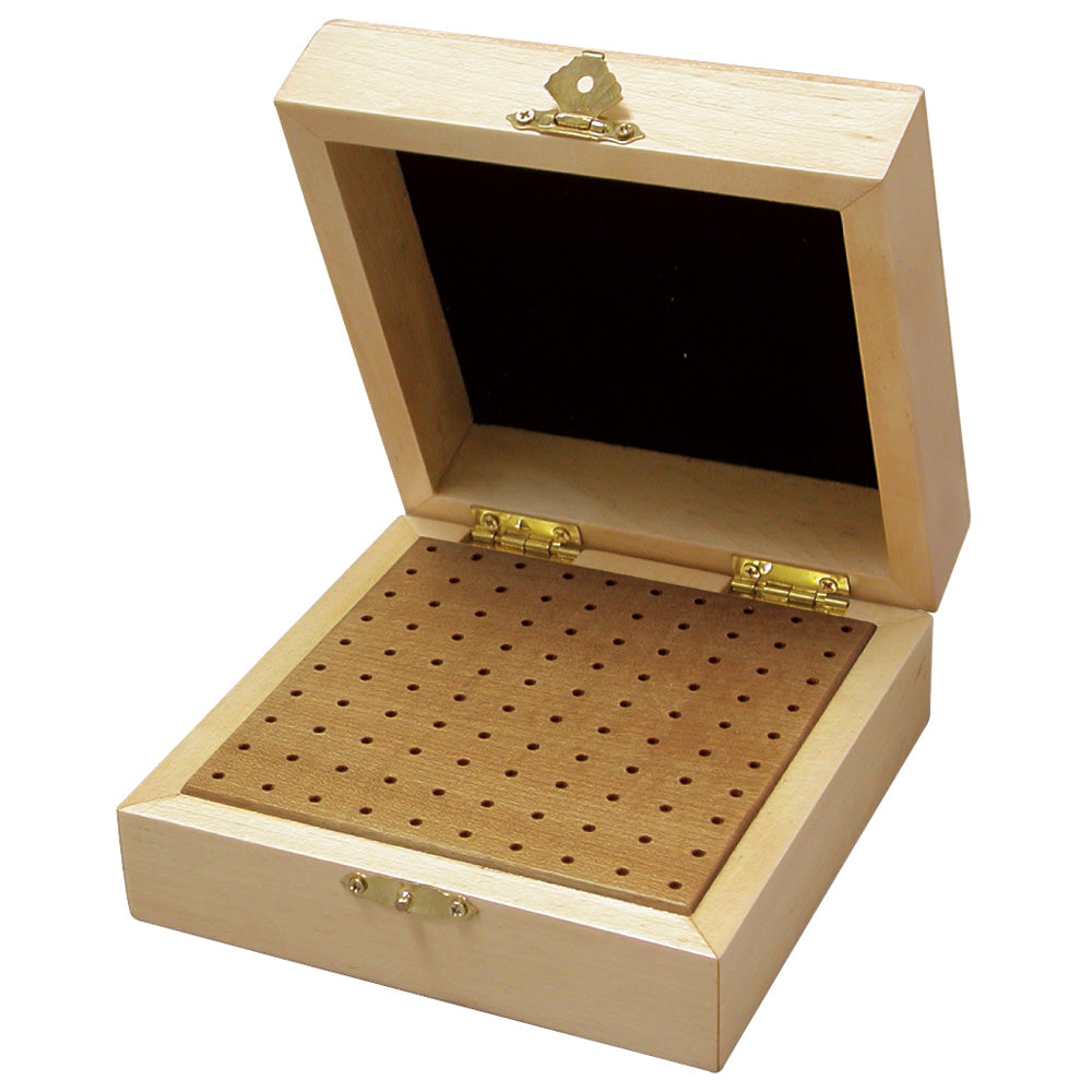 Wood Bur Boxes — 100 Burs — 5″ x 5″ x 2 1/2″ H — Natural Wood