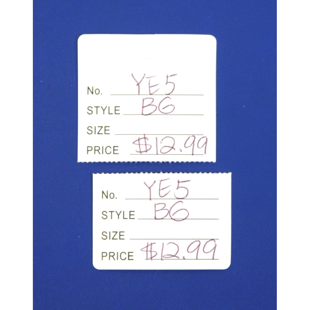 Pre-Printed Strung / Unstrung Tags — Perforated — 1 1/4″ x 1 7/8″ (32 x 47mm) — Without String — White Paper
